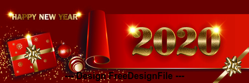 Red banner 2020 new year template vector