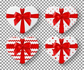 Red bow heart shaped gift box vector