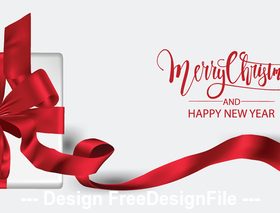 Red ribbon new year gift box vector