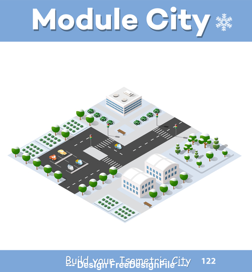 Residential parking lot module cartoon vector