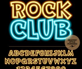 Rock club color alphabet vector