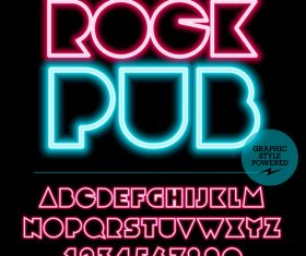 Rock pub color alphabet vector
