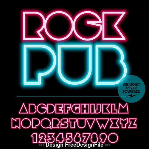 Rock pub color alphabet vector