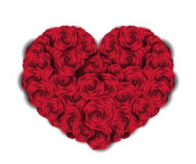 Roses composition heart shaped background vector