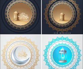 Round arabic style greeting decorated card vector