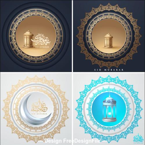 Round arabic style greeting decorated card vector