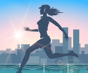 Running woman silhouette vector