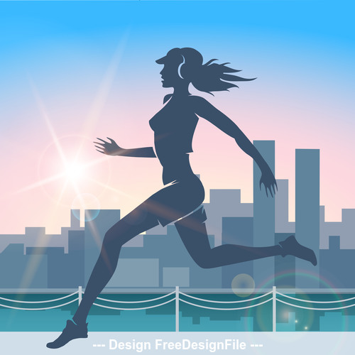 Running woman silhouette vector