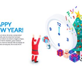 Santa Claus and Christmas tree 3D concept illustration vector