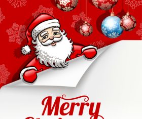 Santa claus and balls decoration background vector