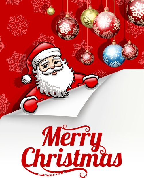 Santa claus and balls decoration background vector