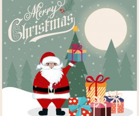 Santa claus and gift cartoon element vector