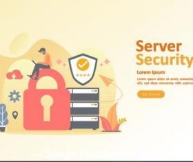 Server security cartoon illustration vector