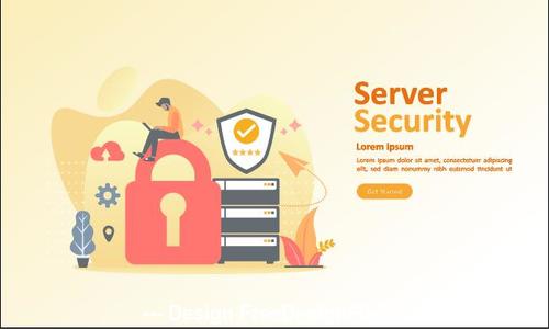 Server security cartoon illustration vector