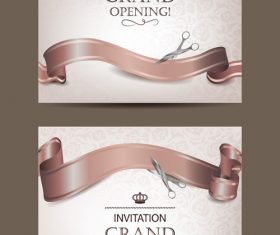 Set of beige invitation grand opening cards vector