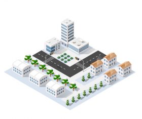 Set of cartoon city modules vector
