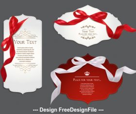 Set of elegant cards with silk ribbons vector