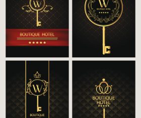 Set of gold boutique hotel cards vector