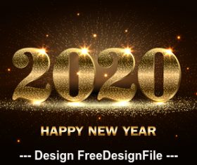 Shiny gold word 2020 christmas card vector