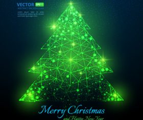 Shiny green abstract christmas tree vector