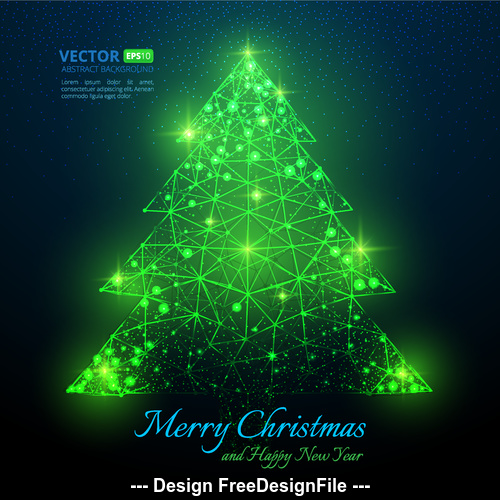 Shiny green abstract christmas tree vector