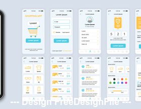Shopping mobile app Ui Kit Screen vector