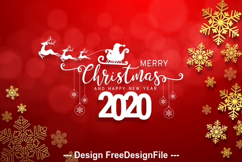 Silhouette 2020 Christmas Card Vector Free Download