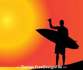 Silhouette of man holding skateboard vector