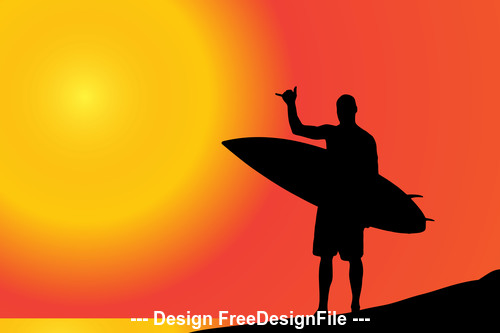 Silhouette of man holding skateboard vector