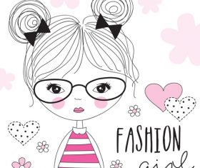 Sketch cute girl vector