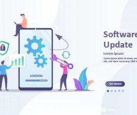 Smartphone software update cartoon illustration vector