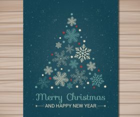 Snowflake christmas new year card vector
