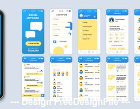Social Mobile App Ui Kit Screen vector
