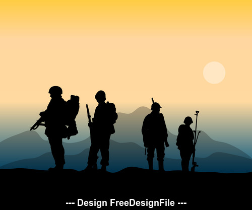 Soldiers silhouette vector