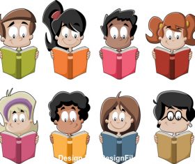 Students reading books vector