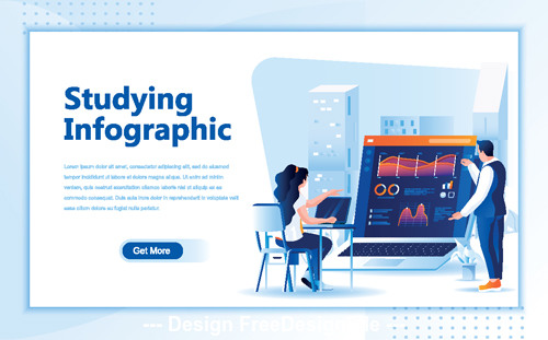 Studying infographic flat isometric vector concept illustration