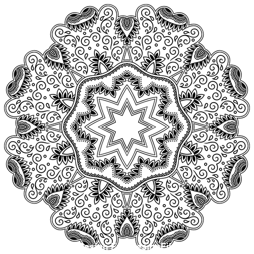 Tattoo pattern mandala vanilla flower vector