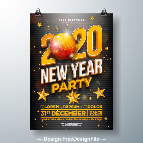 Template 2020 new year poster vector