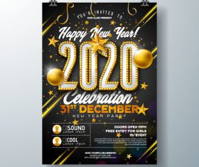 Template design 2020 new year party poster vector