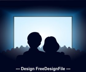 Theater couple silhouette vector
