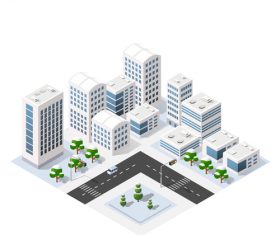 Traffic intersection and city module vector
