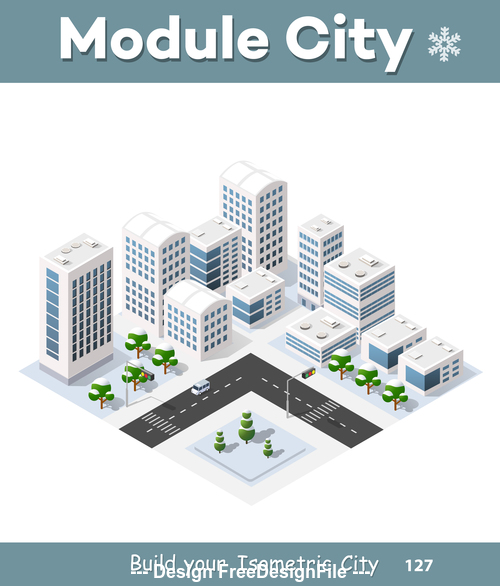 Traffic intersection and city module vector