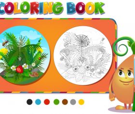 Tropical plant coloring book vector