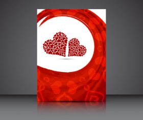 Two red hearts valentines day brochure cover vector