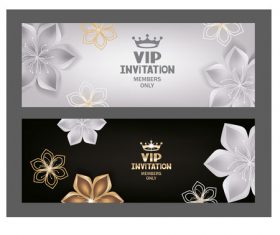 VIP invitation cards with abstract flowers and crown vector