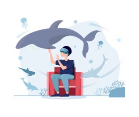 VR experience cartoon illustration vector