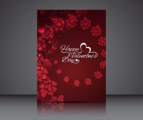 Valentine red heart shaped brochure cover vector
