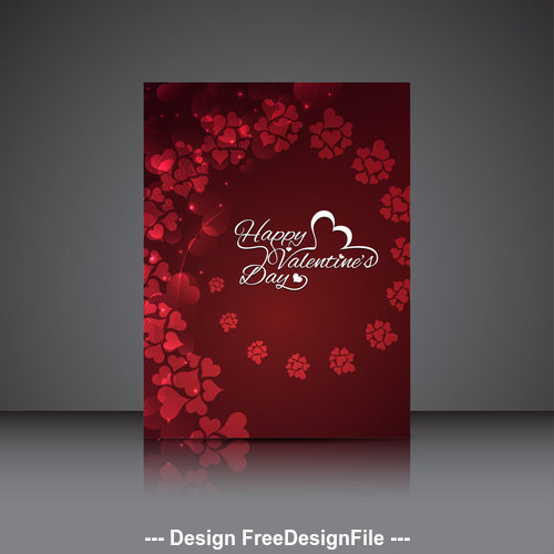 Valentine red heart shaped brochure cover vector
