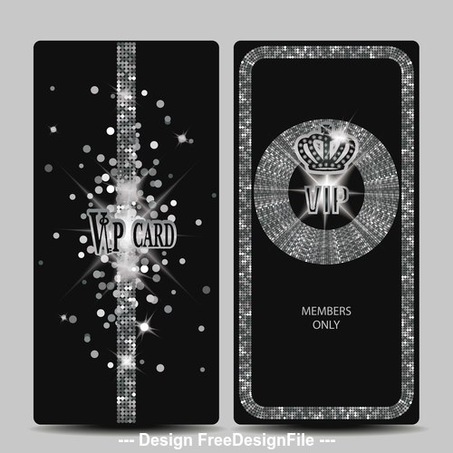 Vertical silver shiny VIP cards vector