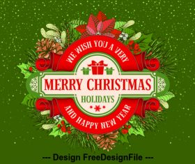 Vintage christmas elements background vector